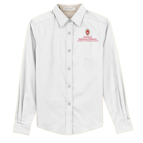 Port Authority Ladies Easy Care Long Sleeve Shirt -- White / Light Stone