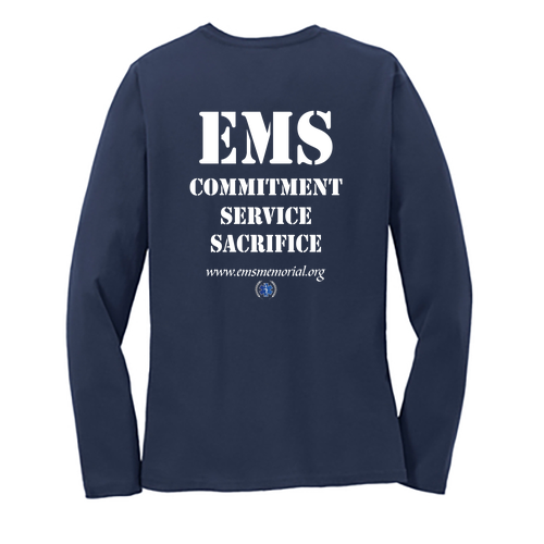 National EMS Memorial Ladies Long-Sleeve Tee Navy
