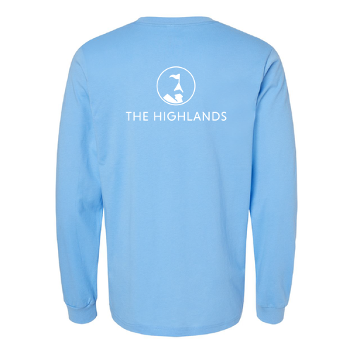 The Highlands Logo 2 White Ink -- Jersey Long Sleeve Carolina Blue