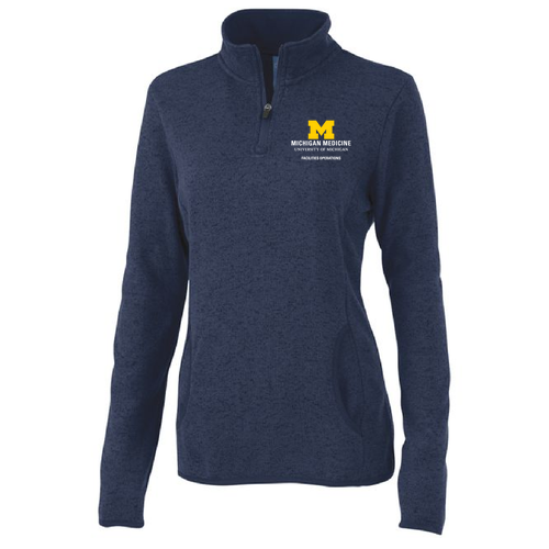 Ladies Charles River Heathered Fleece Pullover -- Navy Heather, $54