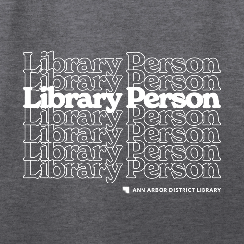 District Perfect Blend CVC Long Sleeve Tee -- Heathered Charcoal, Library Person