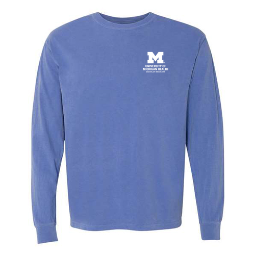 Mens/Unisex Comfort Colors Ringspun Long Sleeve Tee -- Flo Blue