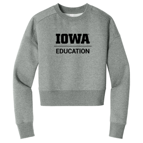 District Women's Perfect Weight Fleece Cropped Crew -- Heathered Steel