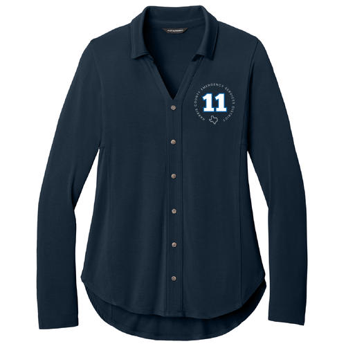 Embroidered Port Authority Women’s Luxe Knit Button Tunic -- River Blue Navy