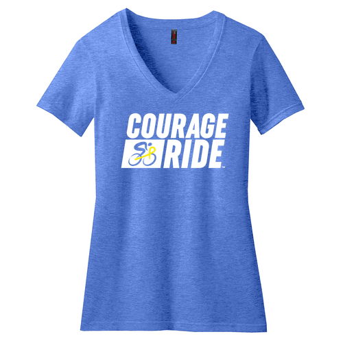 District Made Ladies Perfect Blend V-Neck Tee -- Heathered Royal