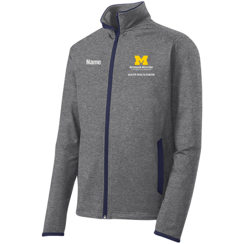 Sport-Tek Sport Wick Stretch Contrast Full Zip Jacket -- Charcoal Grey Heather / True Navy