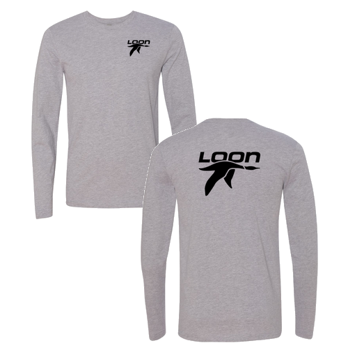 Loon Logo 2 Black Ink -- Long Sleeve Heather Grey