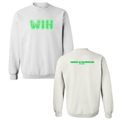 Green WIH Gildan Heavy Blend Crew Neck Sweatshirt -- White