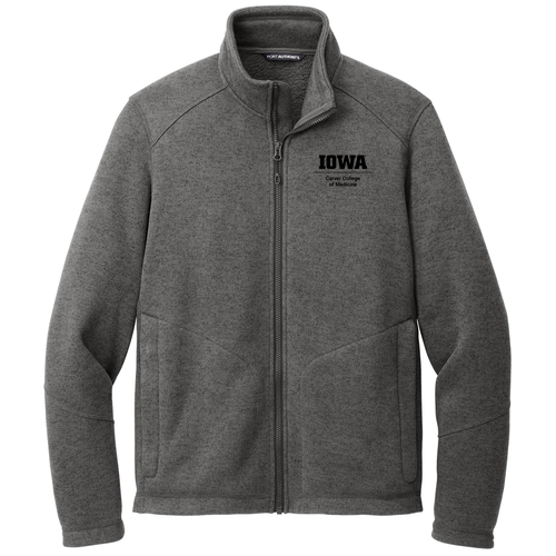 Embroidered Port Authority Arc Sweater Fleece Jacket -- Grey Smoke Heather