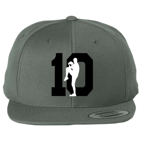 Embroidered Yupoong Flat Bill Snapback Hat -- Dark Grey