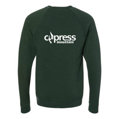 Cypress Mountain Logo 2 White Ink -- Crewneck Sweatshirt Forest