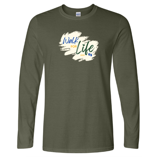 Gildan Adult Softstyle Long Sleeve T Shirt -- Military Green