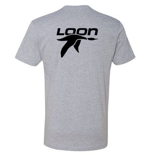Loon Logo 2 Black Ink -- Short Sleeve Heather Grey