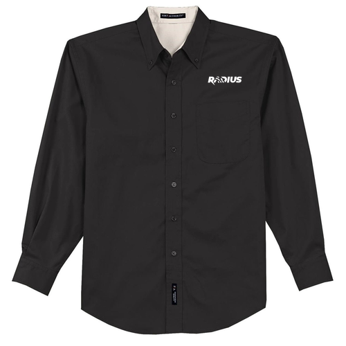 Port Authority Mens Easy Care Long Sleeve Shirt -- Black / Light Stone
