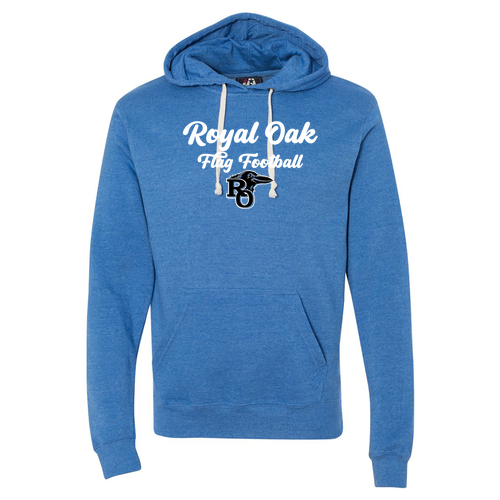 J America J America Men's Triblend Fleece Hooded Sweatshirt Solid Colors -- Cool Royal Triblend