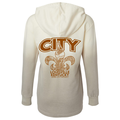 MV Sport Women's French Terry Ombre Hooded Sweatshirt -- Ecru / Atmosphere
