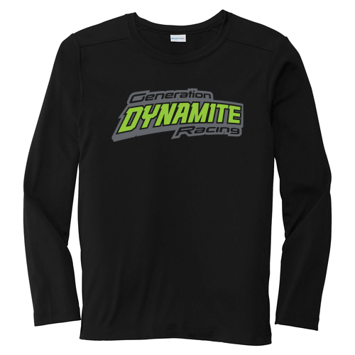 Sport-Tek Youth Posi-UV Pro Long Sleeve Tee -- Black with Neon Green Logo