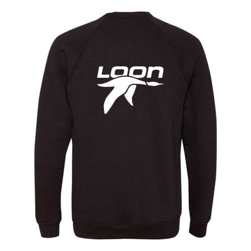 Loon Logo 2 White Ink -- Crewneck Sweatshirt Black