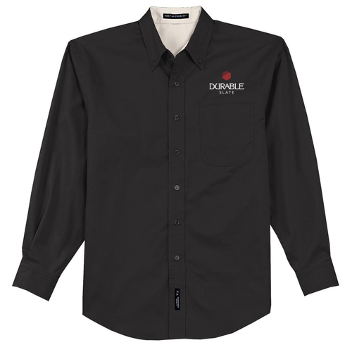 Port Authority Mens Easy Care Long Sleeve Shirt -- Black / Light Stone