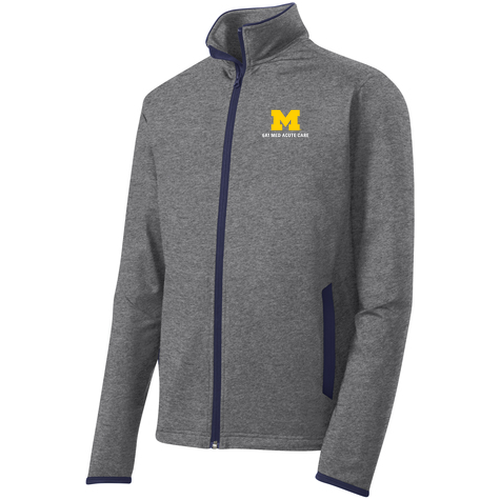 Sport-Tek Sport Wick Stretch Contrast Full Zip Jacket -- Charcoal Grey Heather / True Navy