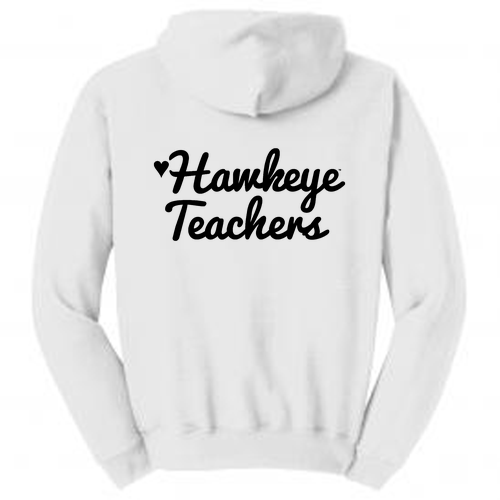 Hawkeye Teacher Jerzees 8 oz 50/50 Nublend Adult Hooded Sweatshirt -- White