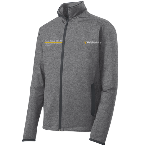 Sport-Tek Sport Wick Stretch Contrast Full Zip Jacket -- Charcoal Grey Heather / Charcoal Grey