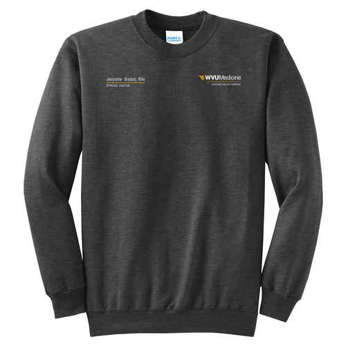 Embroidered Port and Company Classic Crewneck Sweatshirt -- Dark Heather Grey