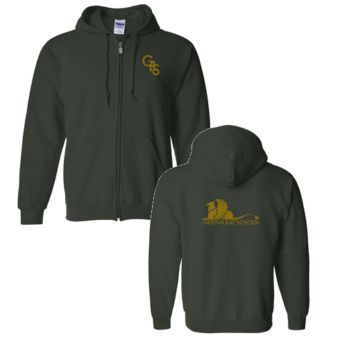 Gildan Full Zip Hooded Sweatshirt -- Forest Green