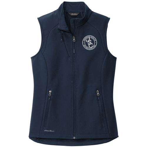 Ladies Eddie Bauer Stretch Soft Shell Vest -- River Blue Navy EMBROIDERED