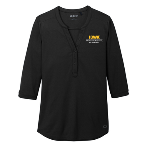 Embroidered OGIO Ladies Jewel Henley -- Blacktop