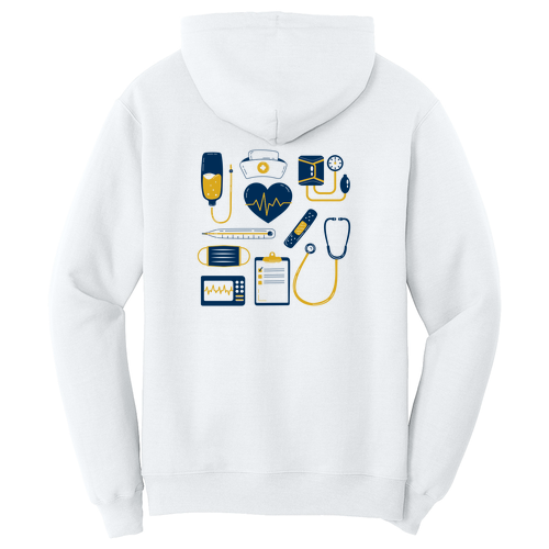 Nursing Tools Port and Company Core Fleece Pullover Hooded Sweatshirt -- White