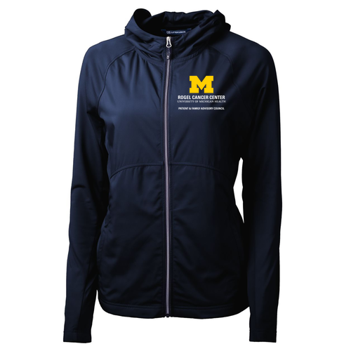 Ladies Cutter & Buck Adapt Recycled Soft Knit Stretch Hybrid Full Zip Jacket -- Navy Blue