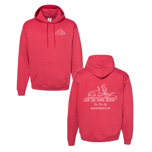 Hanes 7.8 Oz., 50/50 Comfort Blend Fleece Pullover Hood Adult -- Heather Red