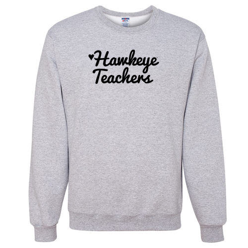 Hawkeye Teachers Jerzees 8 Oz., 50/50 Nublend Fleece Crew -- Ash