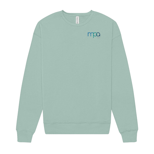 Full Color Logo Bella Canvas Unisex Drop Shoulder Fleece Crewneck -- Dusty Blue