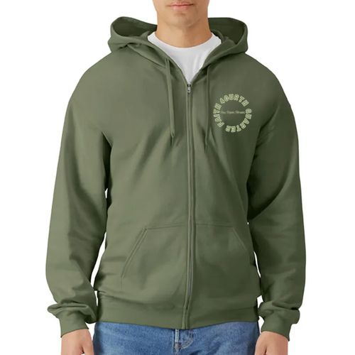 Gildan Midweight Fleece Adult Full Zip Hooded Sweatshirt -- Military Green