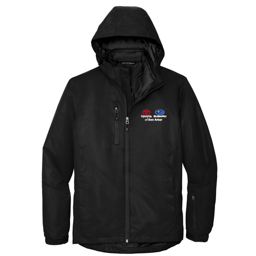 Port Authority Vortex Water Proof 3 in 1 Jacket -- Black/ Black, Dual Logo