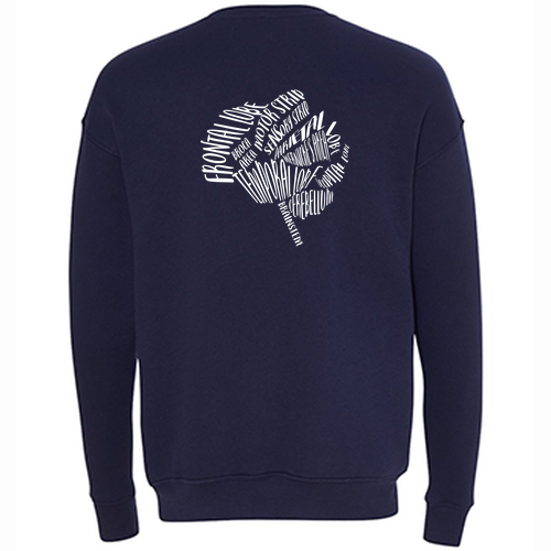 Brain Design Unisex Drop Shoulder Fleece Crewneck -- Navy