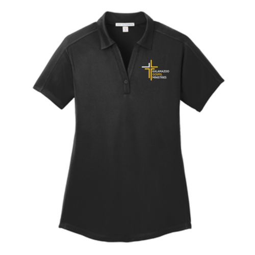 KGM Port Authority Ladies Diamond Jacquard Polo -- Black
