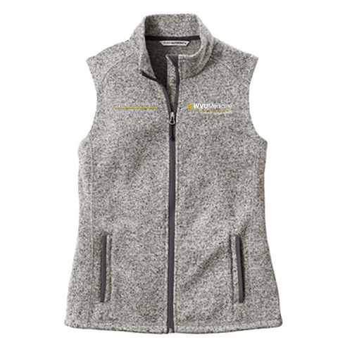 Embroidered Ladies Port Authority Sweater Fleece Vest -- Grey Heather