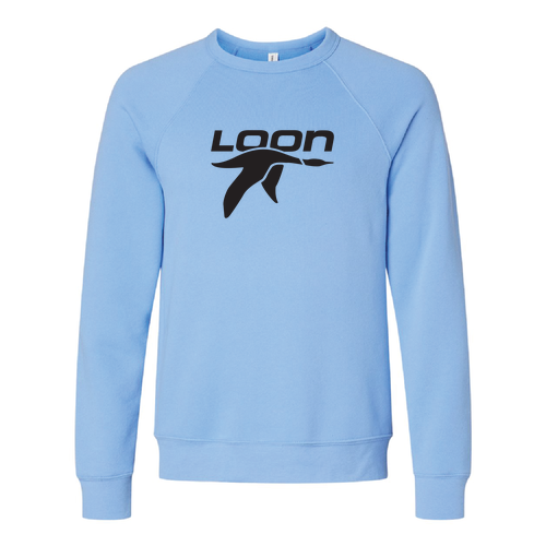 Loon Logo 1 Black Ink -- Crewneck Sweatshirt Carolina Blue
