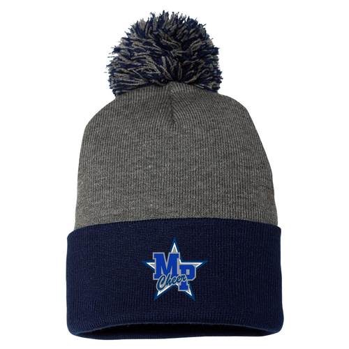 Sportsman Pom Pom Knit Hat -- Dark Heather Grey / Navy
