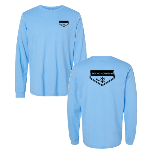 Boyne Mountain Logo 2 Black Ink -- Long Sleeve Carolina Blue