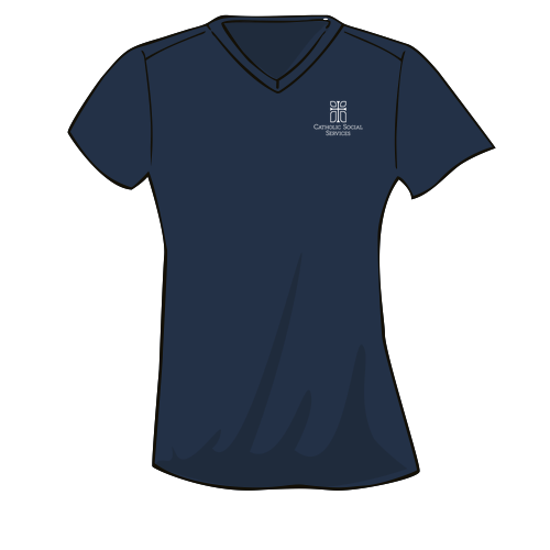 Jerzees Triblend Women's V-Neck Varsity T-Shirt -- Indigo Heather / Oxford