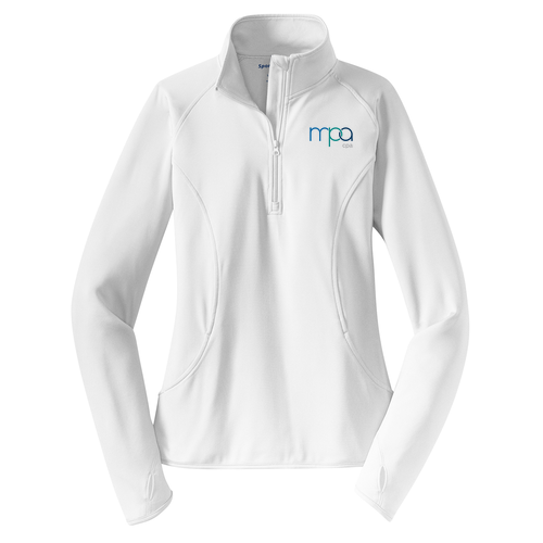 Full Color Logo Sport Tek Ladies Sport Wick Stretch Half Zip Pullover -- White