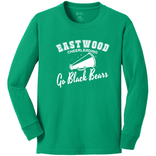 Megaphone Design YOUTH Port and Company Long Sleeve 100% Cotton T-Shirt -- Kelly