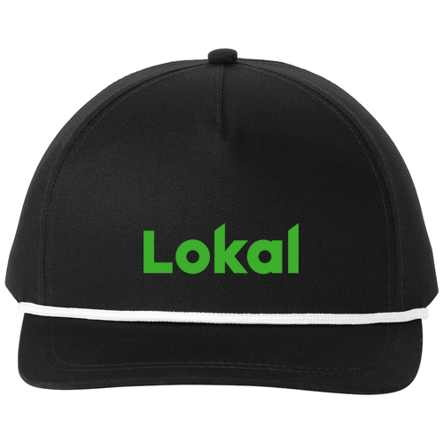 Port Authority Snapback Five-Panel Rope Hat -- Black / White