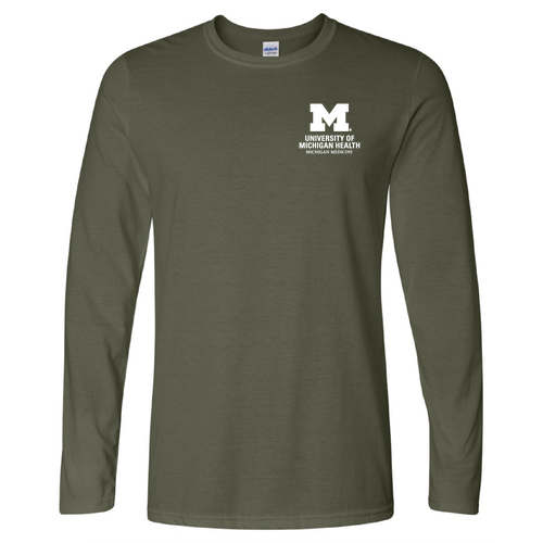 Mens/Unisex Gildan Softstyle Long Sleeve T Shirt -- Military Green