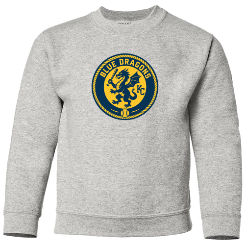 Youth Blue Dragons Baseball Seal Crew Neck Sweatshirt -- Ash