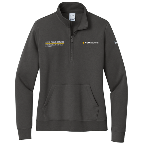 Nike Ladies Club Fleece Sleeve Swoosh 1/2 Zip -- Anthracite